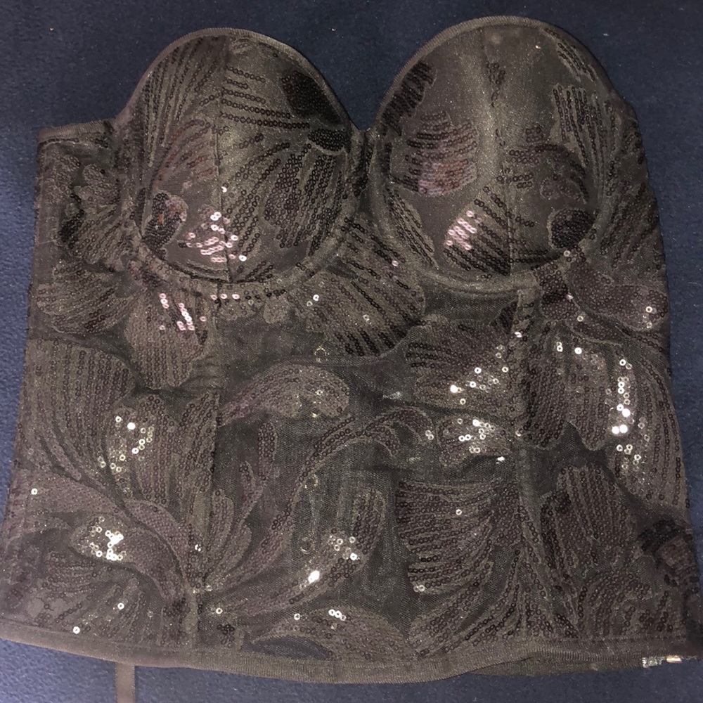 Black Sequin Sexy Corset